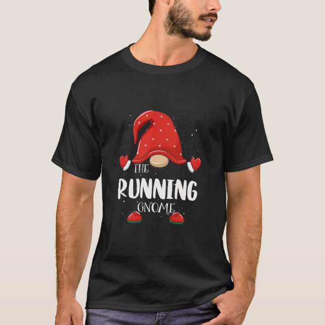 Running Gnome Matching Family Group Christmas Paja T-Shirt (Front)