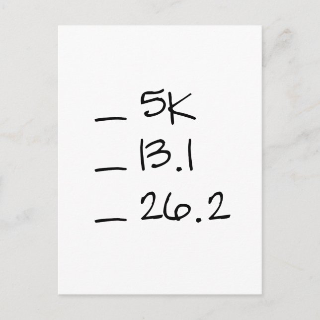 Running Goal Checklist Vertical Postcard (Front)