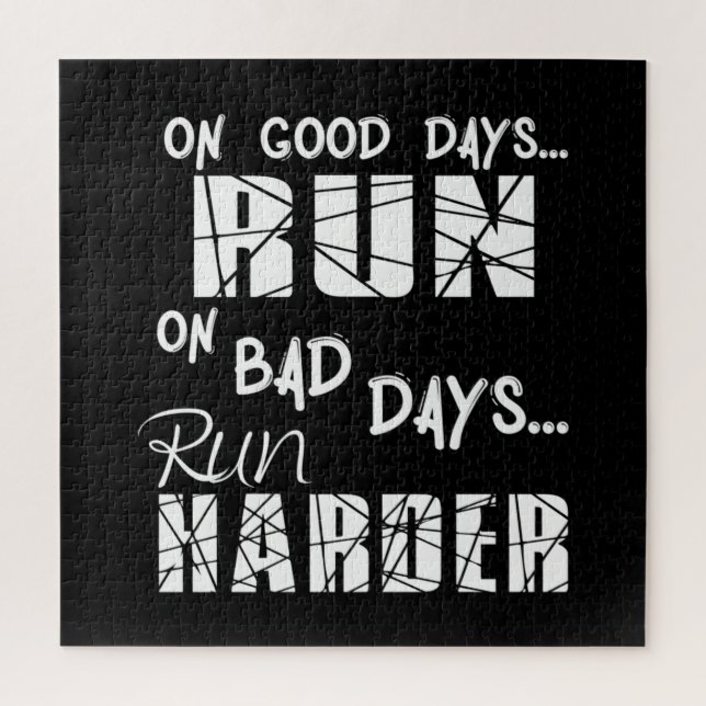 Running Good Days Run - Bad Days Run Harder Jigsaw Puzzle (Vertical)