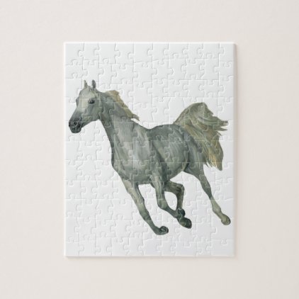 Running Grey Horse Jigsaw Puzzle