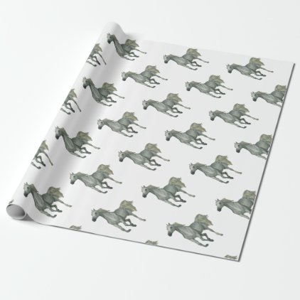 Running Grey Horse Wrapping Paper