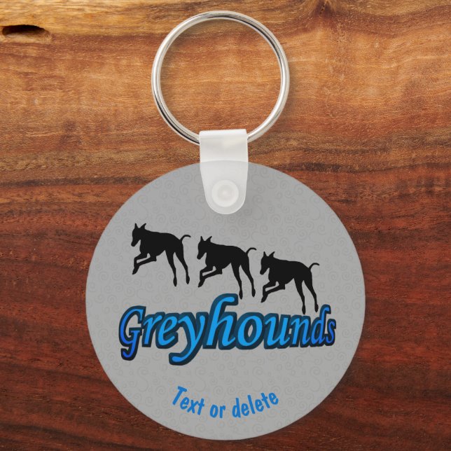 Running Greyhound Dogs Personalized Keychain (Front)