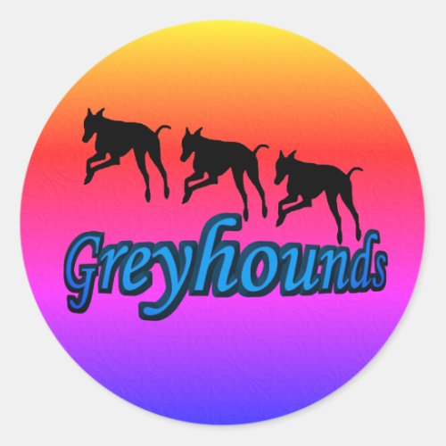 Running Greyhound Silhouettes  Classic Round Sticker