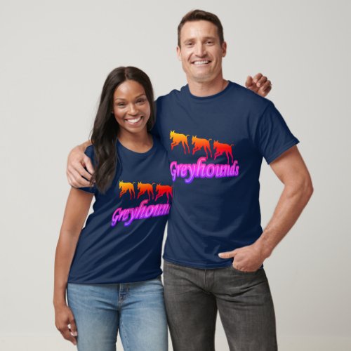 Running Greyhound Trio Silhouette Rainbow T_Shirt
