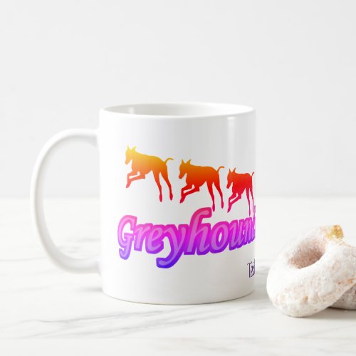 Running Greyhounds Rainbow Personalized  Coffee Mug