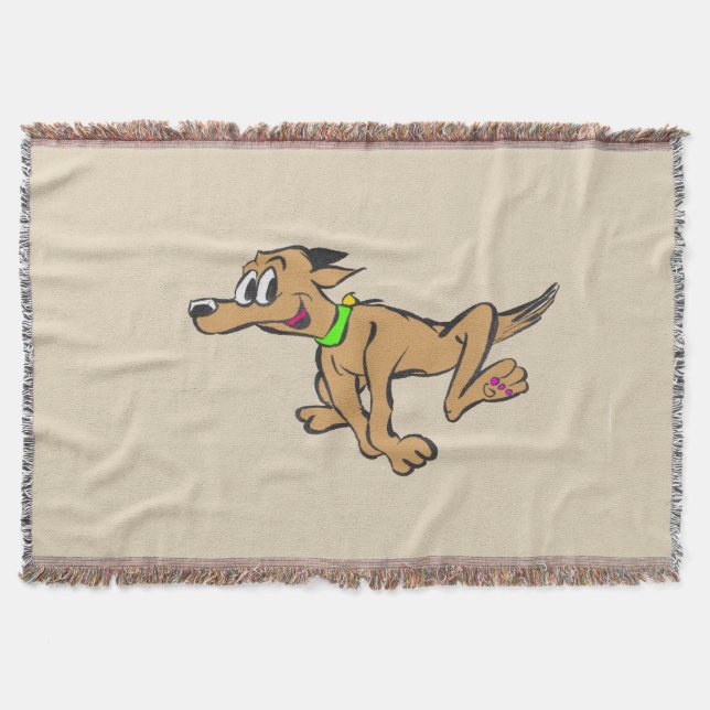 Running Happy Dog Throw Blanket (Front)