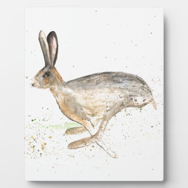Running hare watercolour plaque (Front)