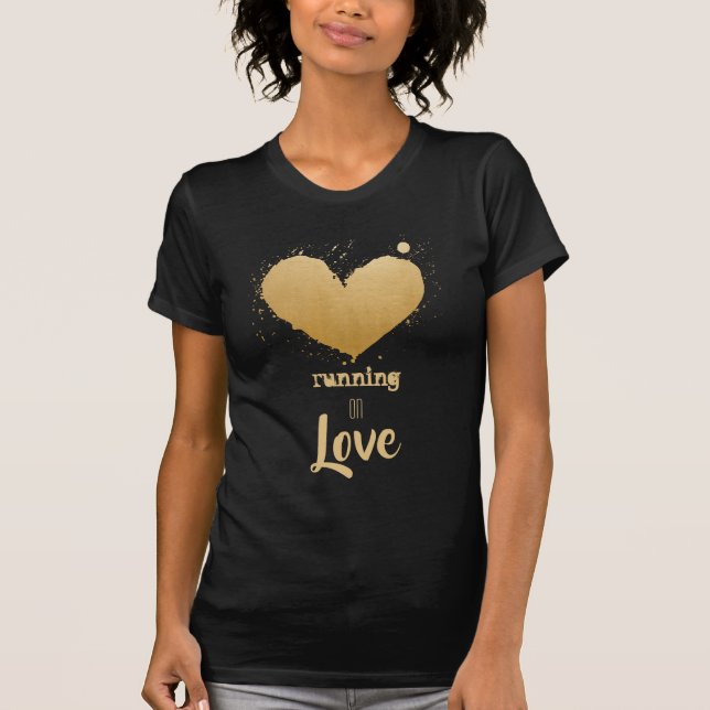 *~* Running Heart Runner Watercolor Runner Gold T-Shirt (Front)