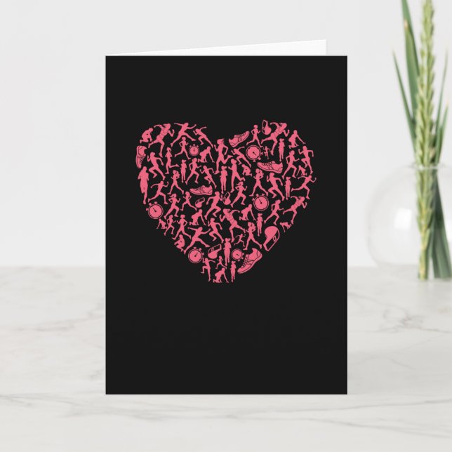 Running Heart - Women Runner Silhouettes Card (Front)