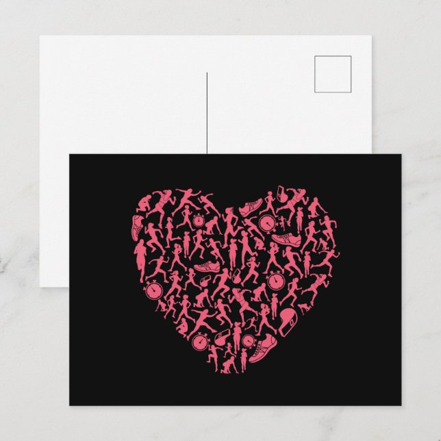 Running Heart - Women Runner Silhouettes Postcard (Front/Back)