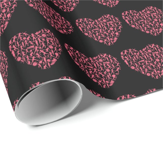 Running Heart - Women Runner Silhouettes Wrapping Paper (Roll Corner)