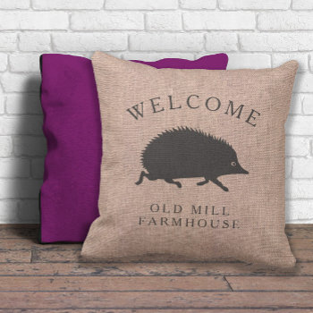 Running Hedgehog Custom Country Style Throw Pillow by AntiqueImages at Zazzle