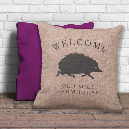Running Hedgehog Custom country style Throw Pillow