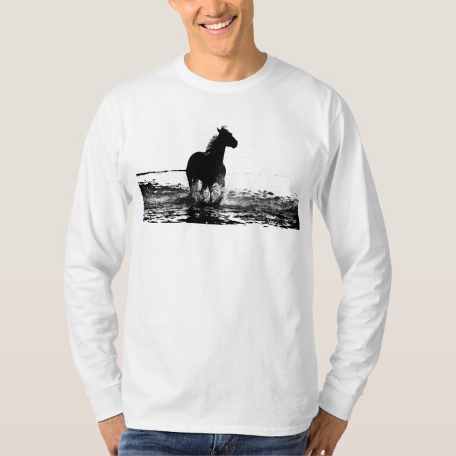 Running Horse Add Your Text Mens Basic Long Sleeve T-Shirt (Front)