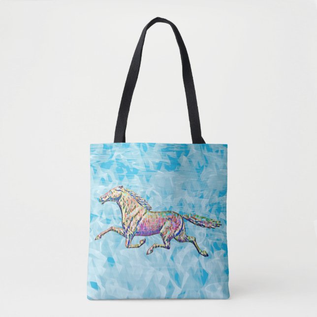 Running Horse Art Colorful Tote Bag (Front)