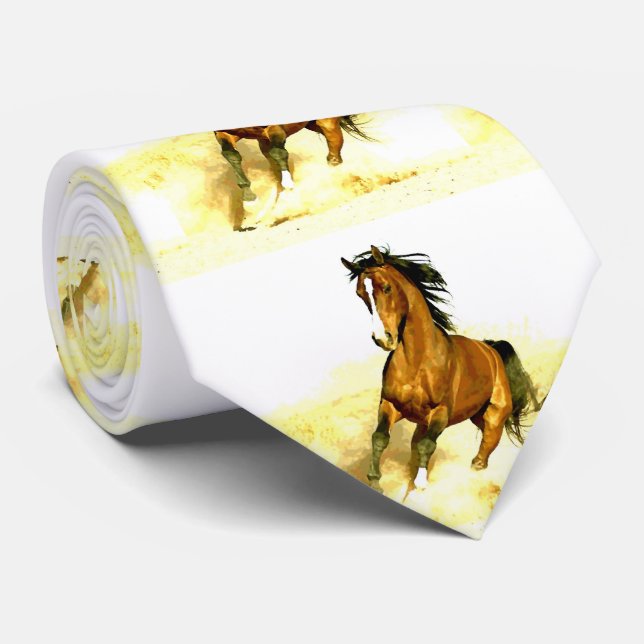 Running Horse Artwork Neck Tie (Rolled)
