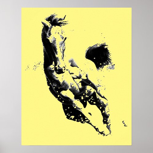 Running Horse Artwork Yellow Poster Print