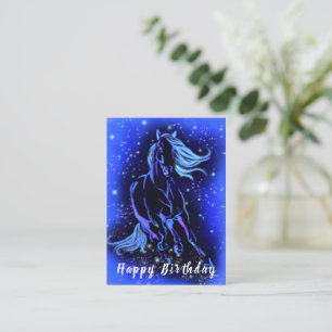 Running Horse Bithday Card Blue Starry Night