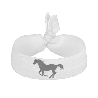 Running Horse Black Silhouette Black Horse Print Ribbon Hair Tie