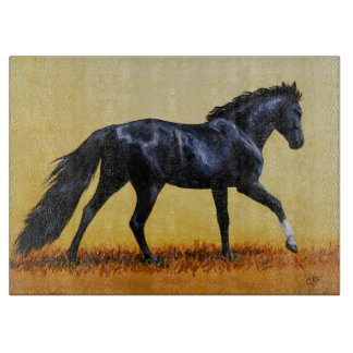 Running Horse Black Stallion Cutting Board