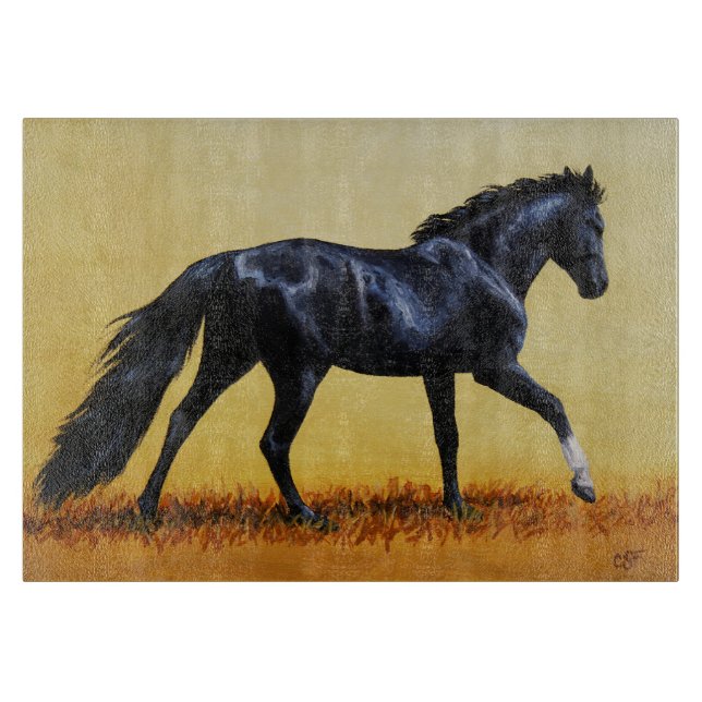 Running Horse Black Stallion Cutting Board (Front)