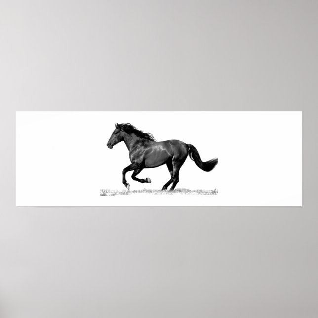 Running Horse Black White Poster (Front)