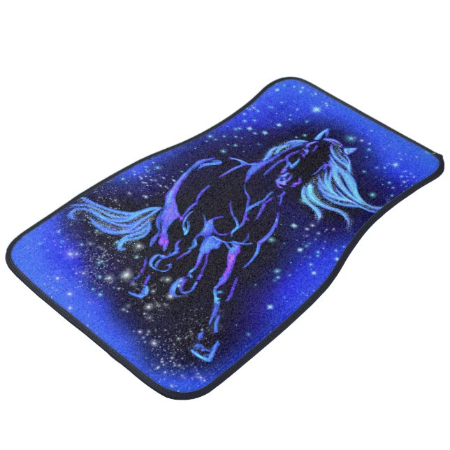 Running Horse Blue Car Floor Mats (Angled)