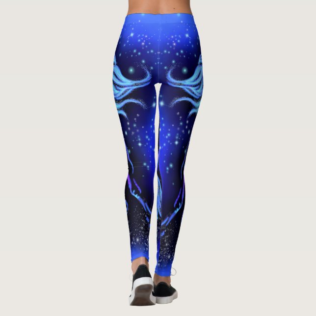 Running Horse Blue Leggings (Back)