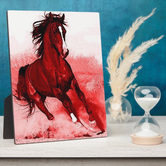 Running Horse Browny Red Artwork Plaque (Side)