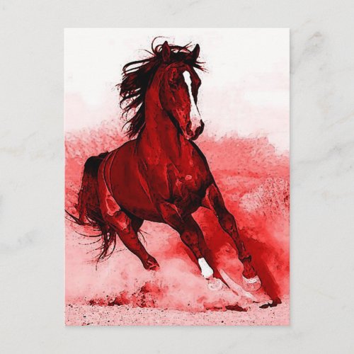 Running Horse Browny Red Artwork Postcard