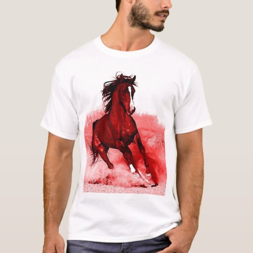 Running Horse Browny Red Artwork  T_Shirt