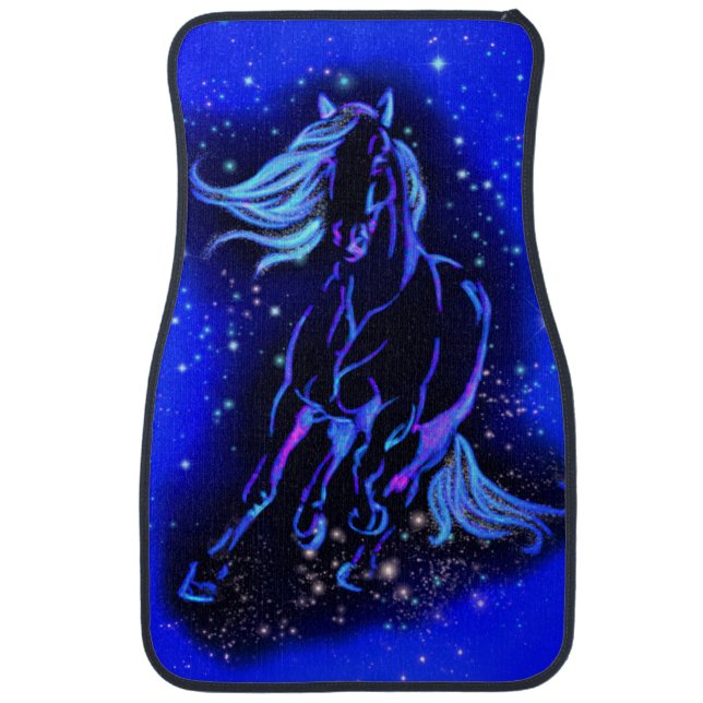 Running Horse Car Floor Mat Blue (Front)