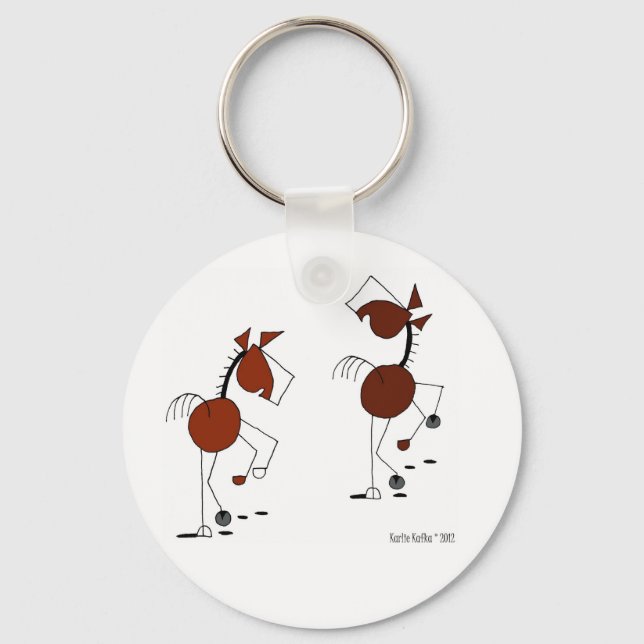 Running Horse Cartoon. Keychain (Front)
