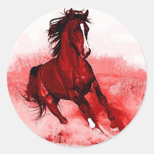 Running Horse Classic Round Sticker