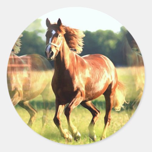 Running Horse Classic Round Sticker