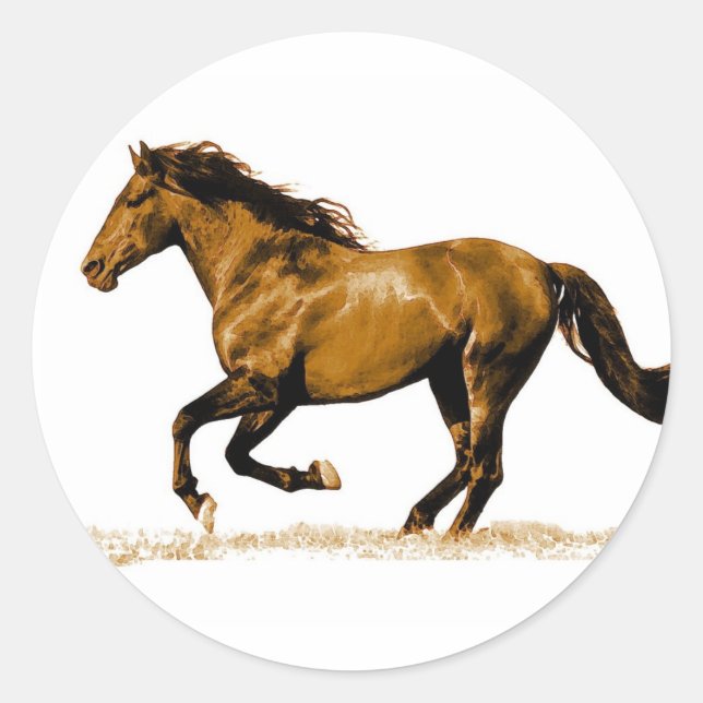 Running Horse Classic Round Sticker (Front)