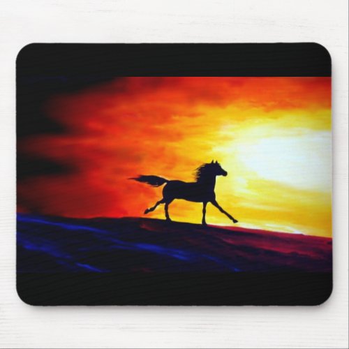 Running Horse Freedom Calls Abstract Art Template Mouse Pad