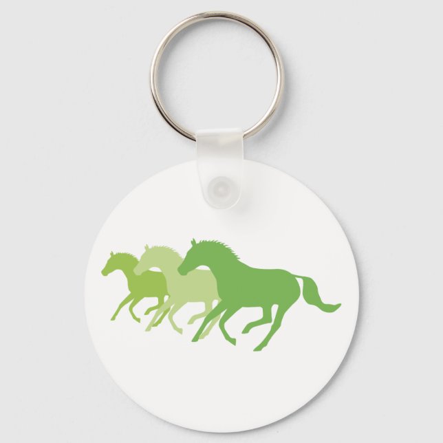 Running Horse (Green) Keychain (Front)