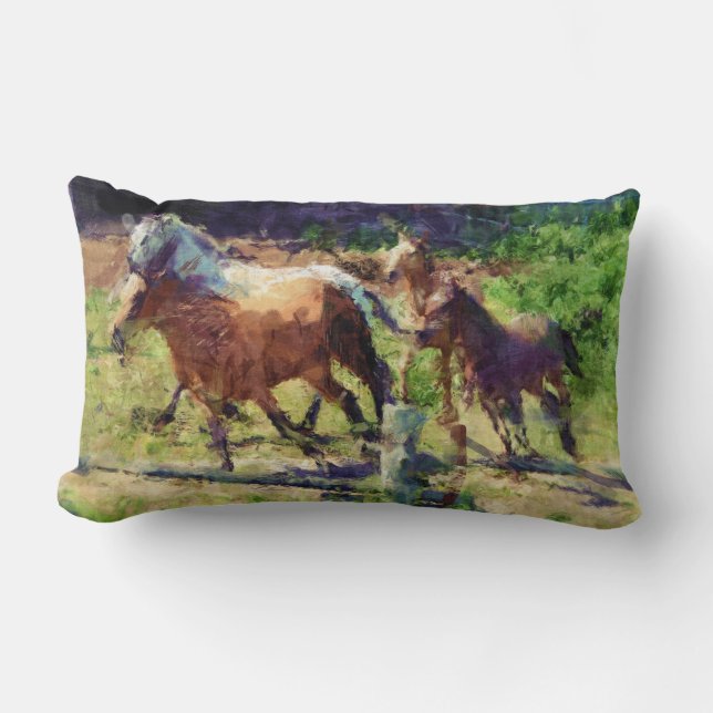 Running Horse Herd Horse-lovers Mojo Pillow (Front)