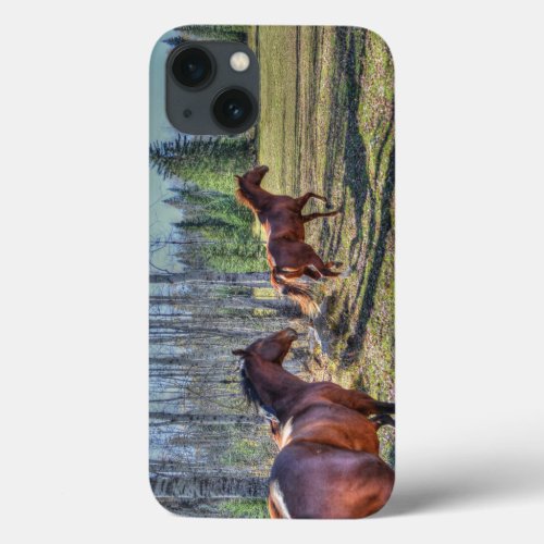 Running Horse Herd  Ranch Pasture Equine Photo iPhone 13 Case