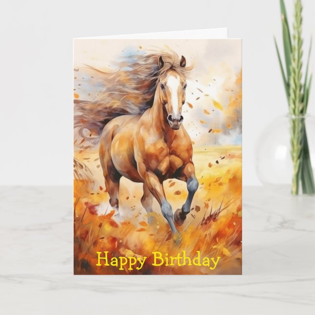 Running Horse in Autumn Card (Front)