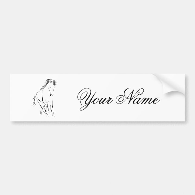 Running horse in black color bumper sticker (Front)