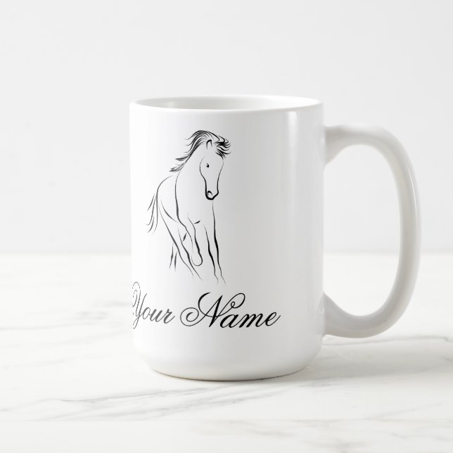Running horse in black color coffee mug (Right)