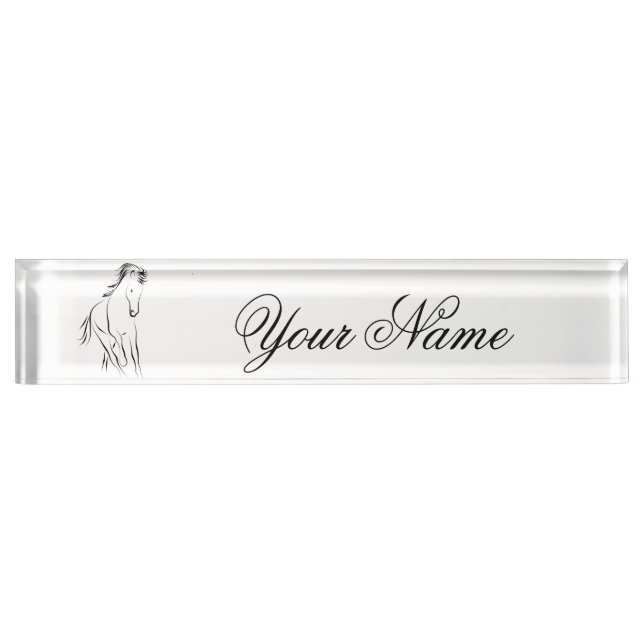 Running horse in black color desk name plate (Front)