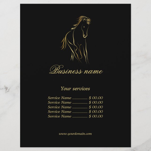 Running horse in black color flyer (Front)