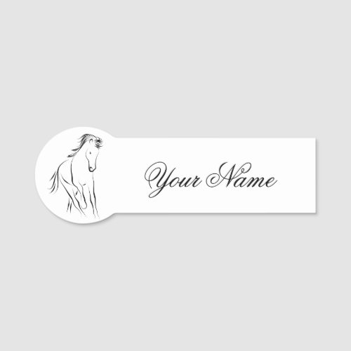 Running horse in black color name tag