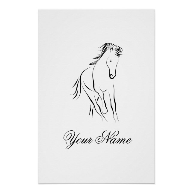 Running horse in black color poster (Front)