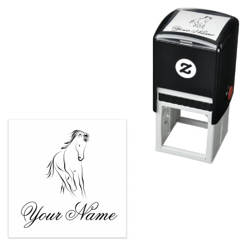 Running horse in black color self_inking stamp