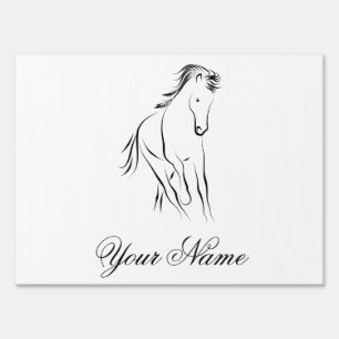 Running horse in black color sign