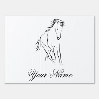 Running horse in black color sign